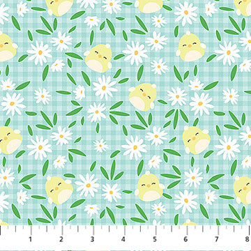 Squishmallows Springtime- Teal Chicks: Sold by the 1/2 yard