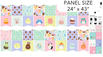 Squishmallows Springtime- White Bunting Panel 24": Sold by the PANEL