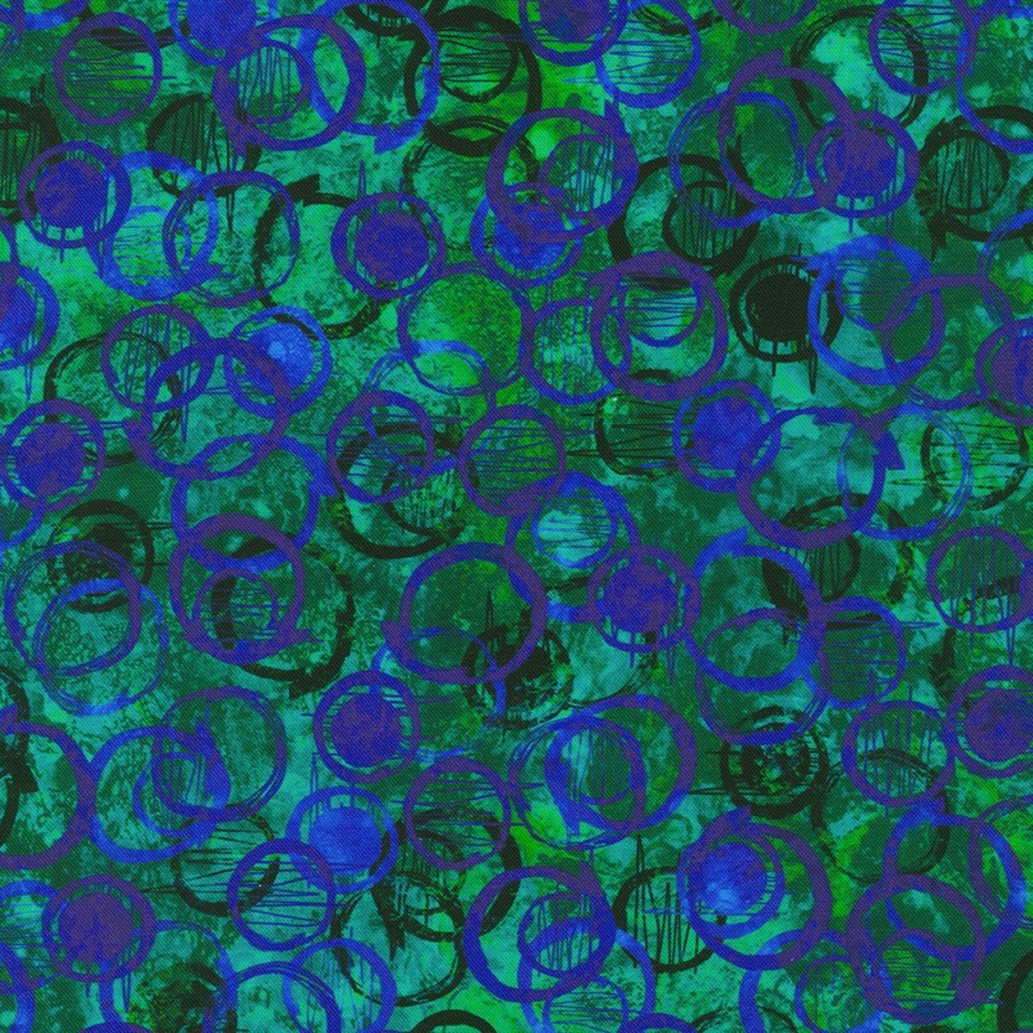 Wild Vista- Evergreen Circles: Sold by the 1/2 yard.