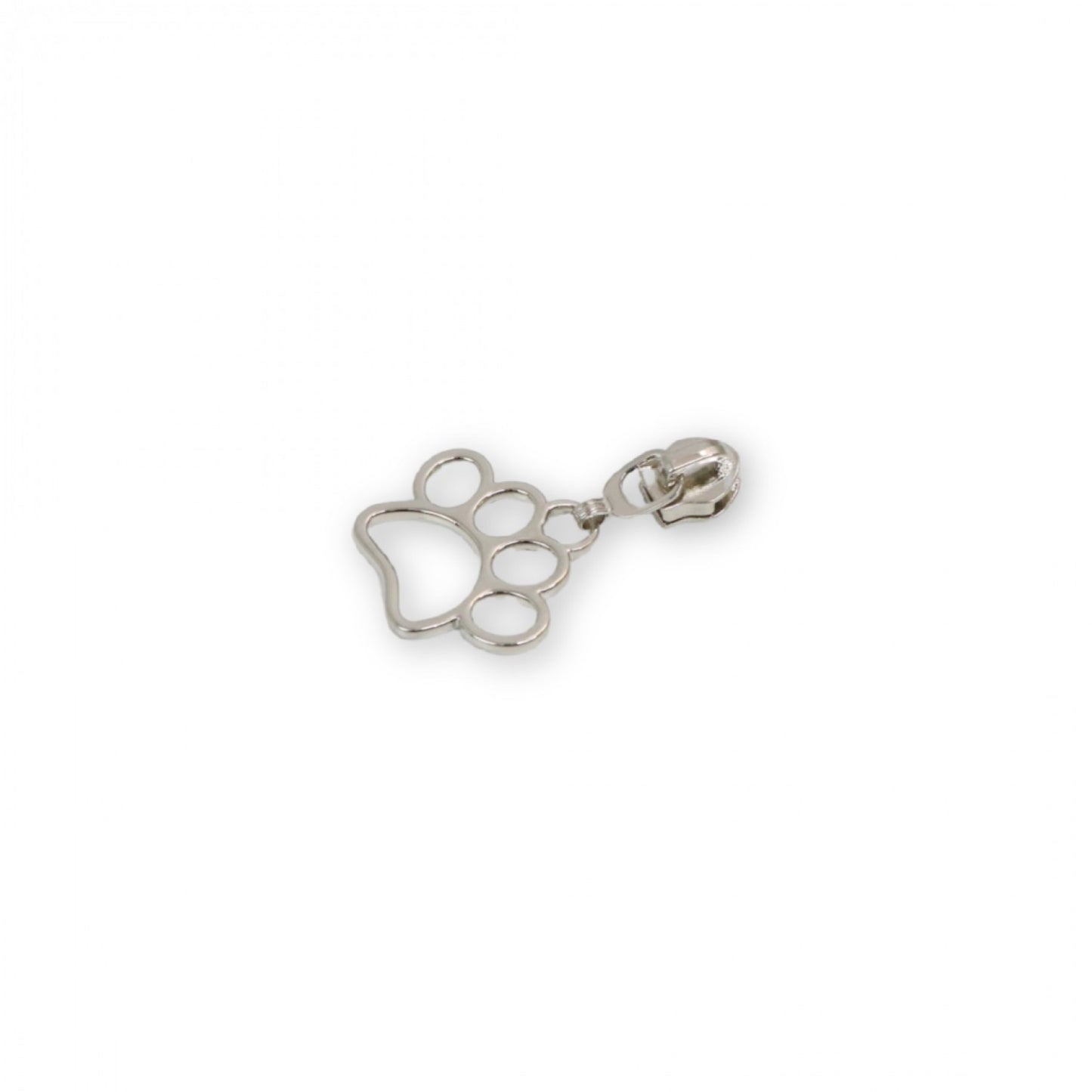 Four #5 Paw Print Zipper Pulls- Nickel