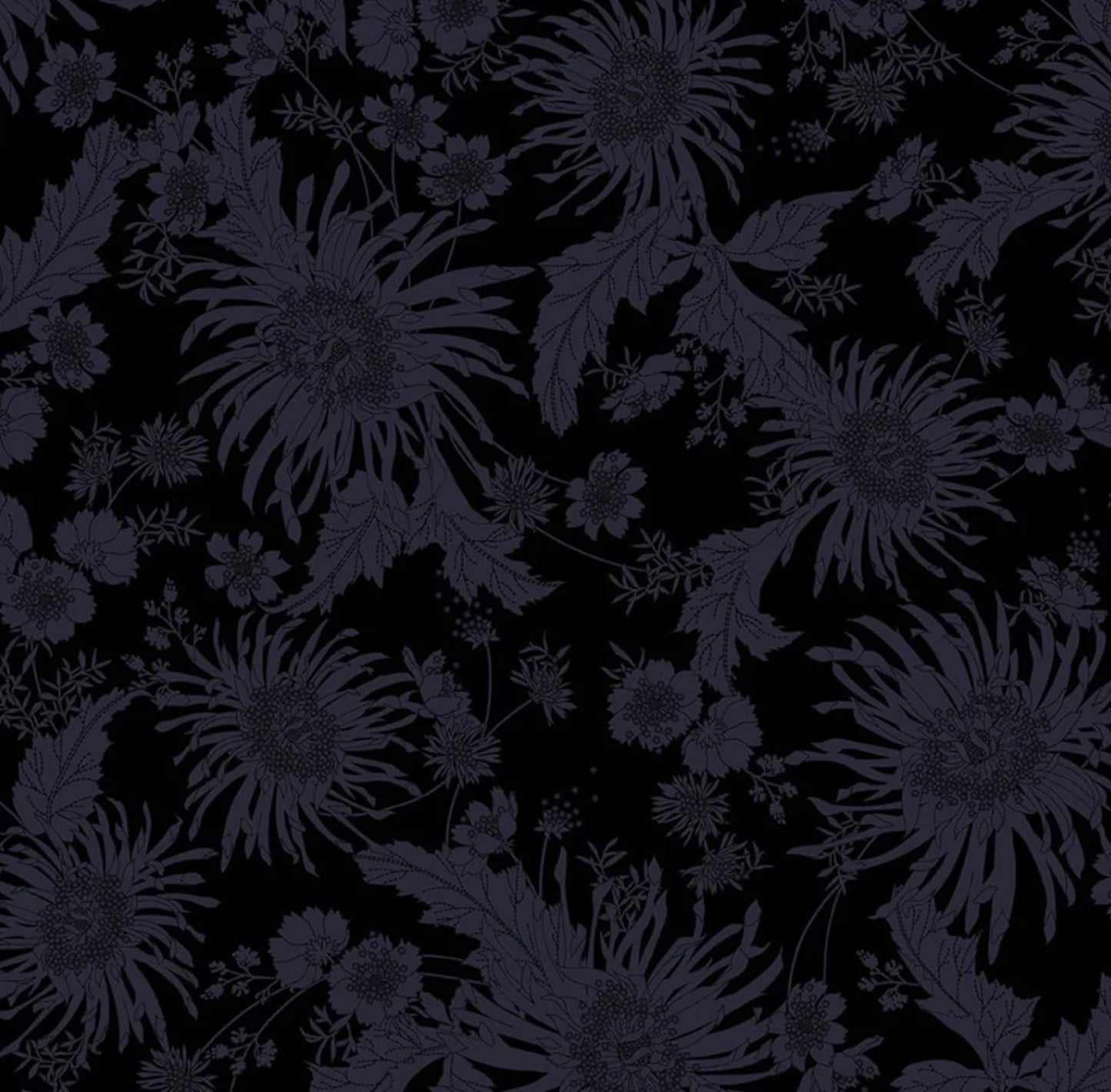 Bloom- Black Floral 108" Wide Back: Sold by the 1/2 yard.