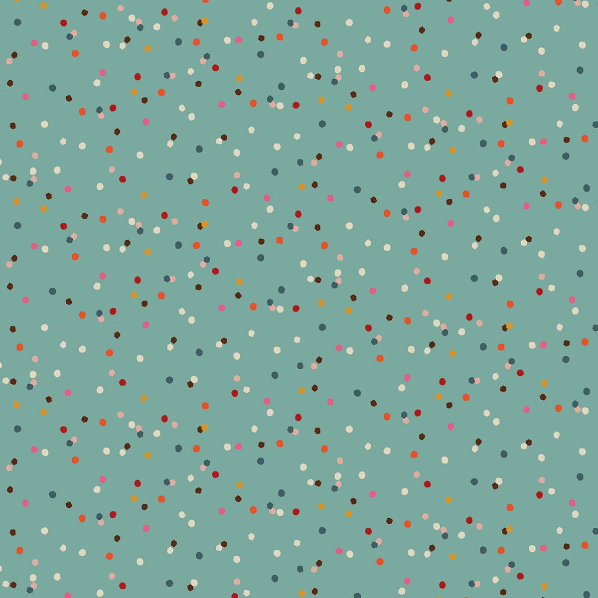 Fine Folk- Teal Confetti: Sold by the 1/2 yard