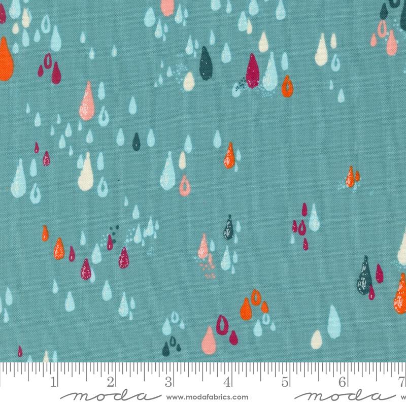 Things Above- Teal Drops: Sold by the 1/2 yard