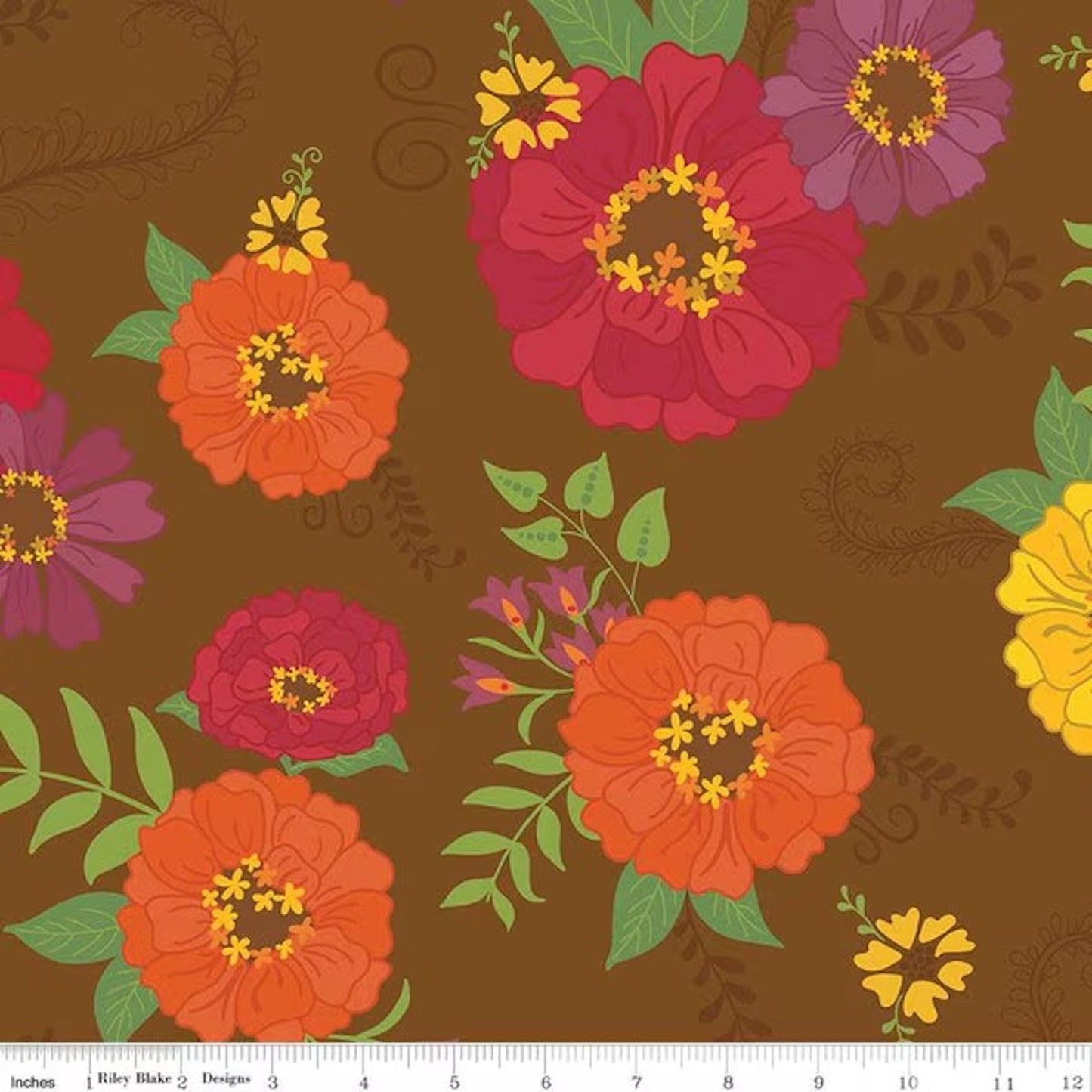 Autumn Afternoon- Brown Wide Back: Sold by the 1/2 Yard