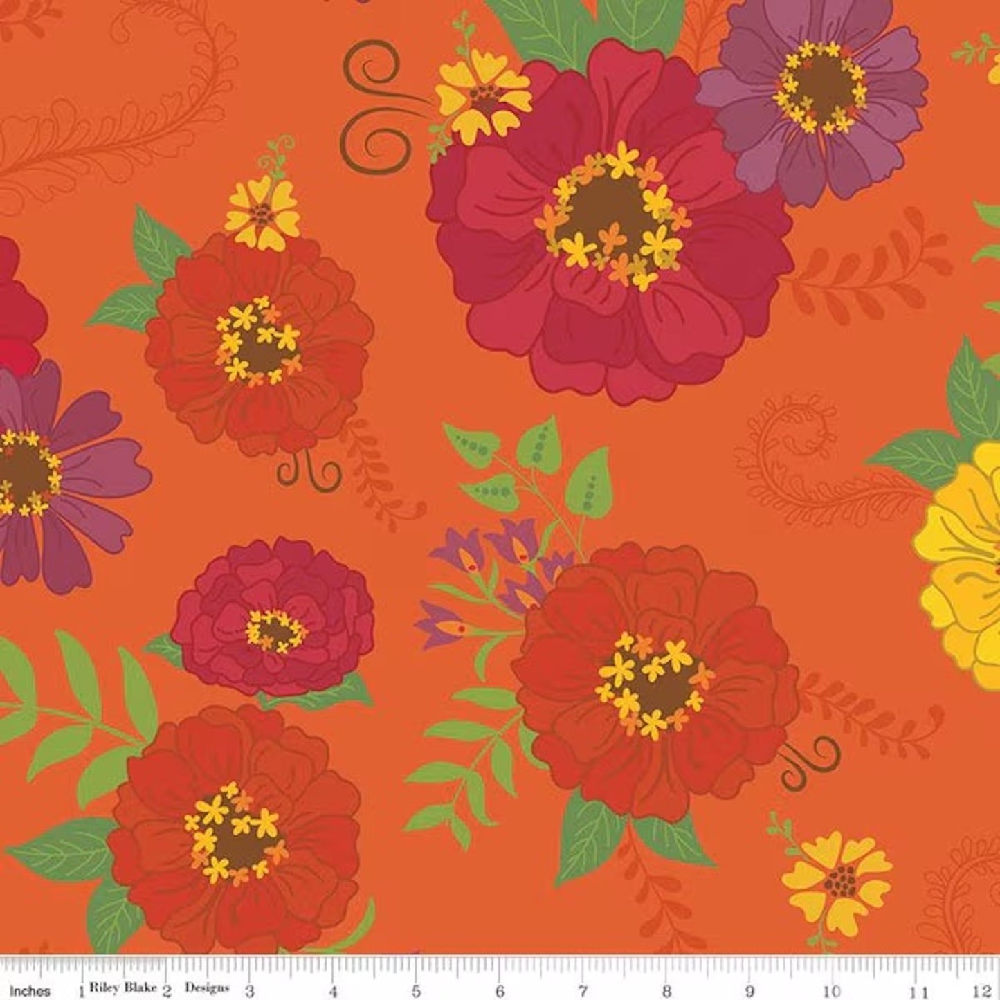 Autumn Afternoon- Orange Wide Back: Sold by the 1/2 Yard