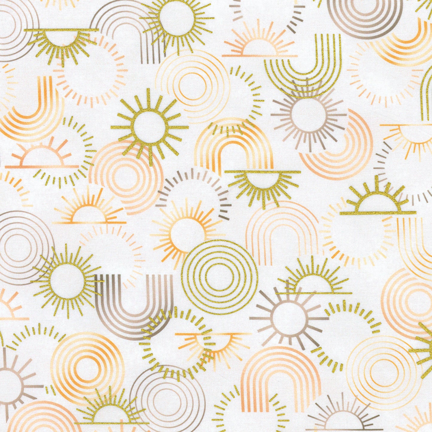 Summerstone- Parchment Rainbows with Metallic: Sold by the 1/2 yard.