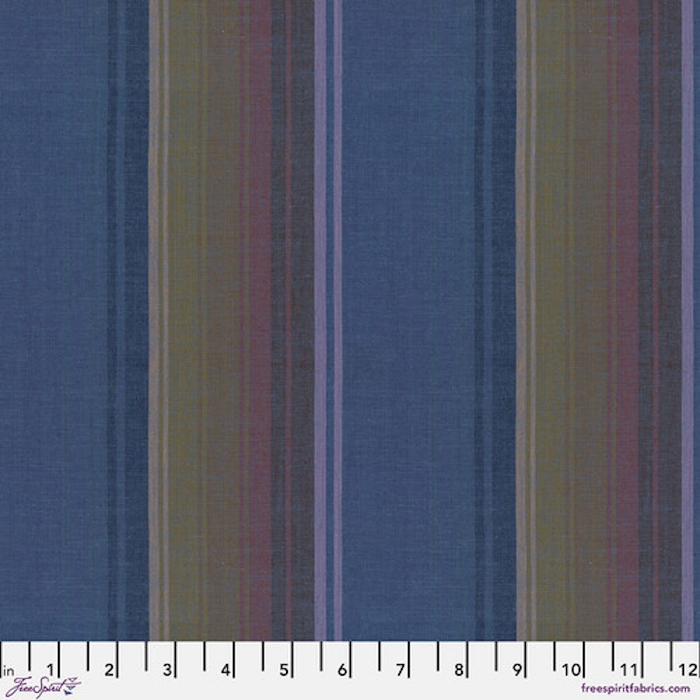 Kaffe Fassett 2025 Woven Stripes- Denim Exotic Stripe: Sold by the 1/2 yard.