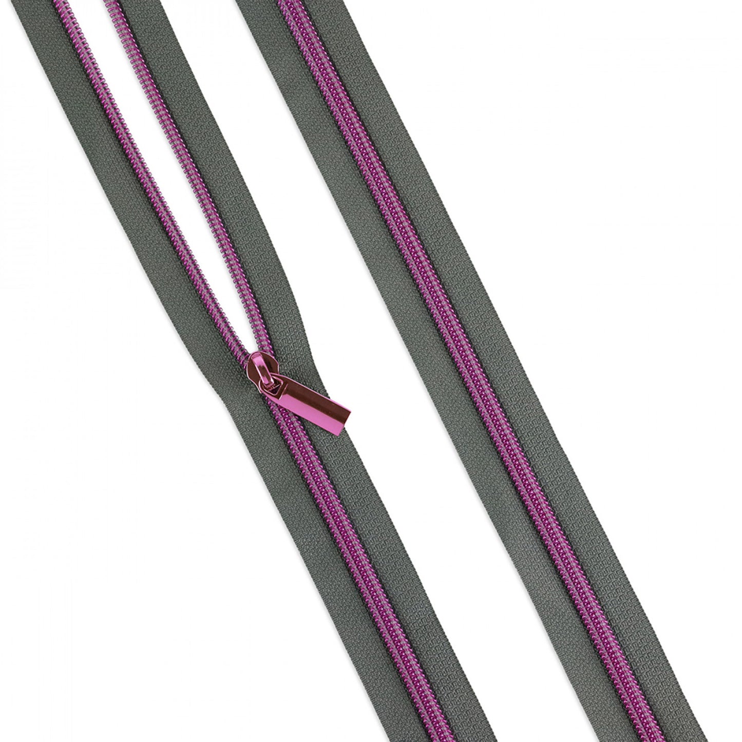 Grey #5 Nylon Tula Pink Coil Zipper Tape, 3 yards