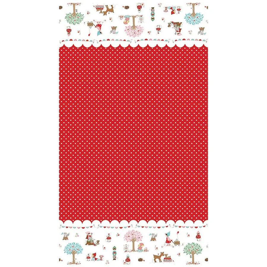 Whimsical Woodland- Red Border Print: Sold By The 1/2 Yard
