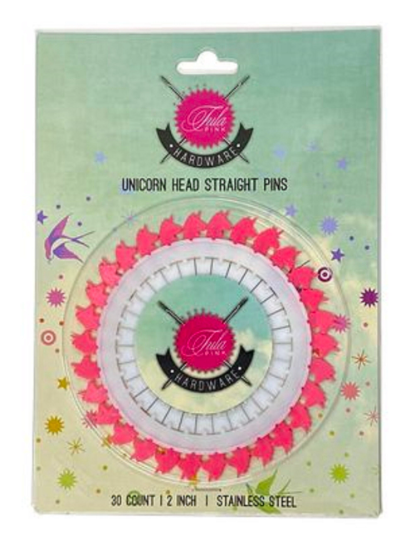 Tula Pink -2" Unicorn Head Straight Pins - 30 Count