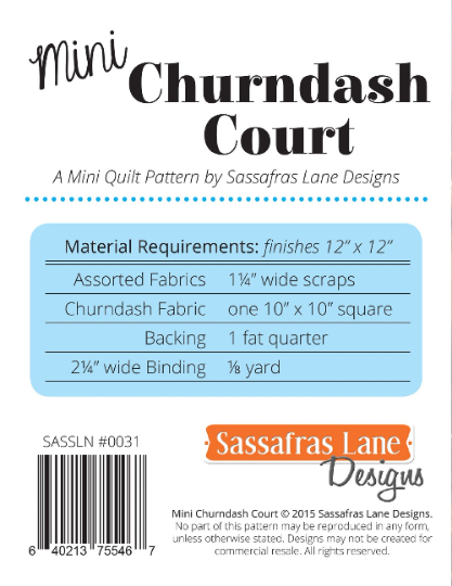 Mini Churndash Court- Mini Quilt Pattern