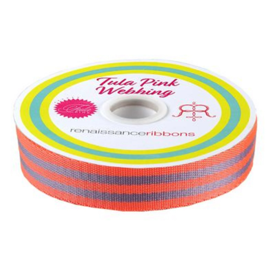 Tula Pink- Lavender And Neon Peach Webbing: Sold By the Yard- Cut Continuously