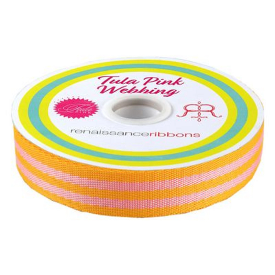 Tula Pink- Pink And Orange Webbing: Sold By the Yard- Cut Continuously