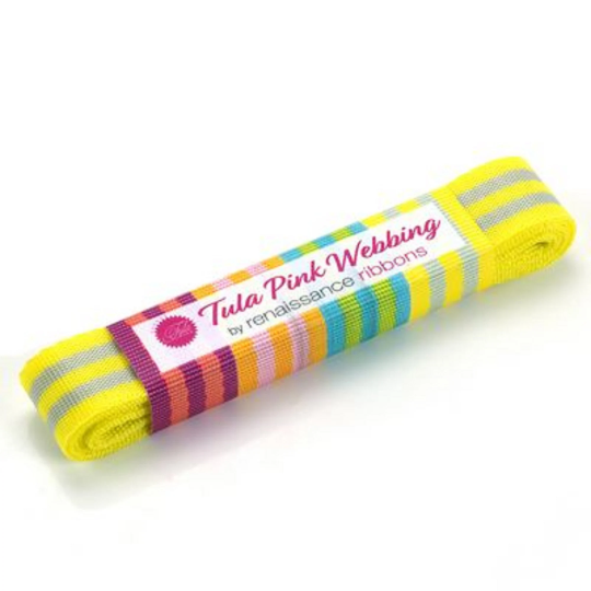 Tula Pink- Gray/Neon Yellow Webbing- 2yds