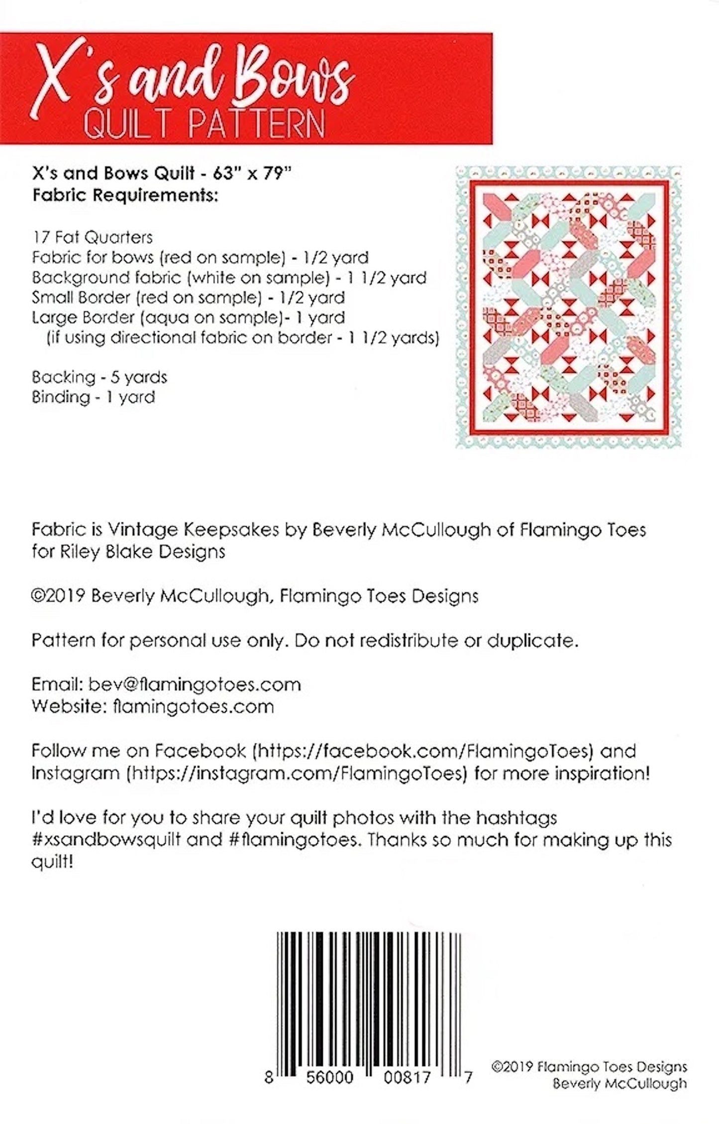 X's and Bows Quilt Pattern