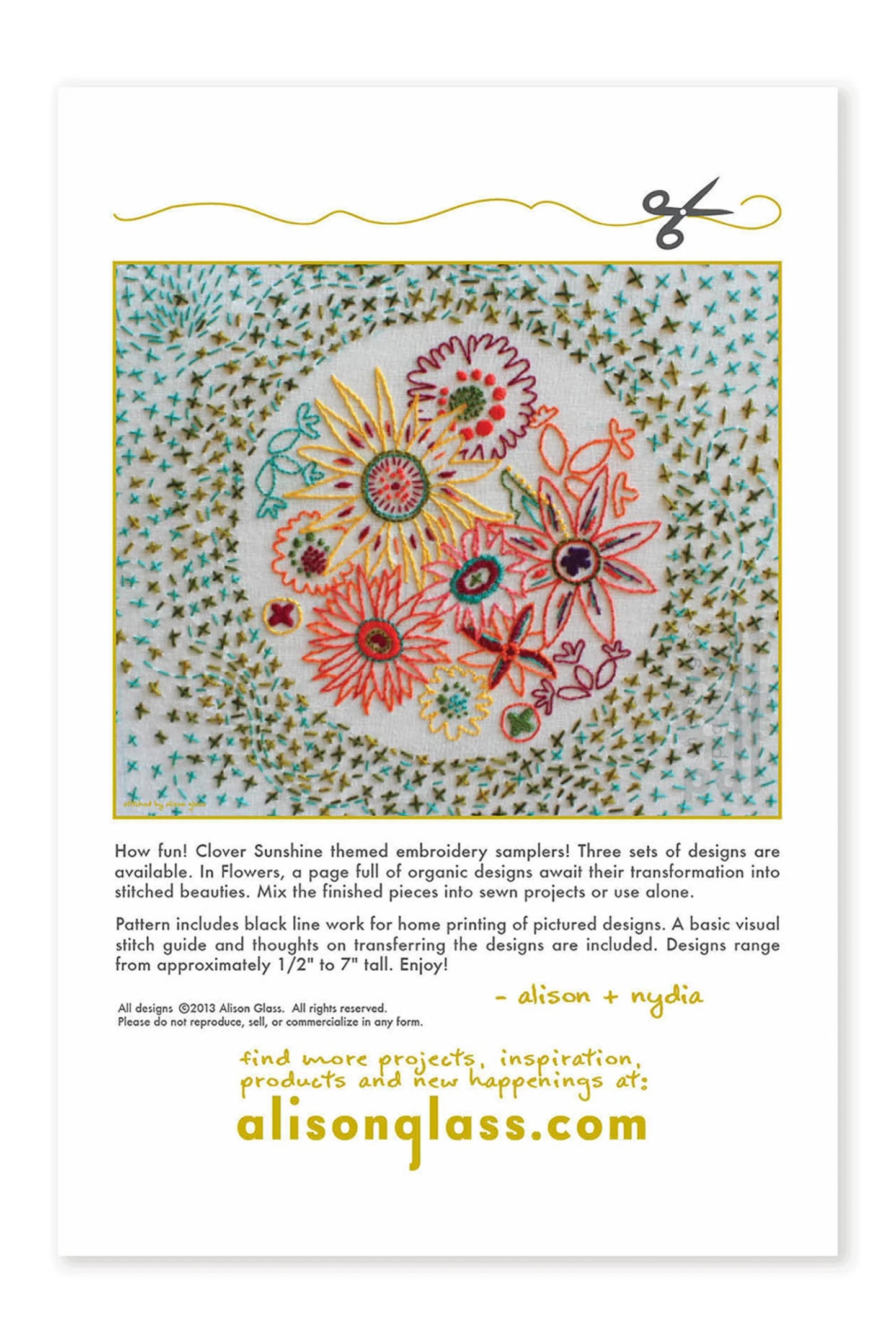 Clover Sunshine - Embroidery Flowers Pattern by Alison Glass