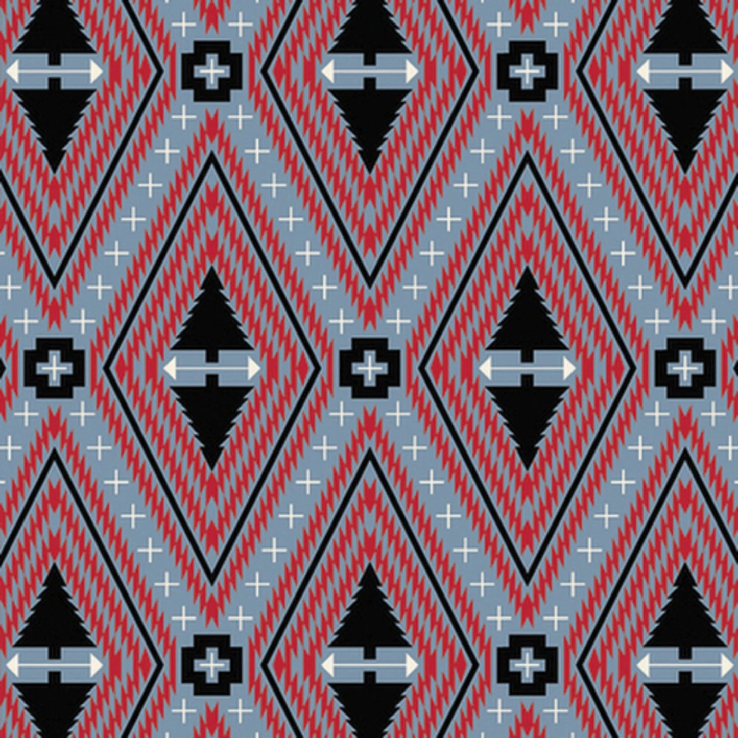 Holiday Homies- Family Tree- Blue Spruce Flannel: Sold by the 1/2 Yard