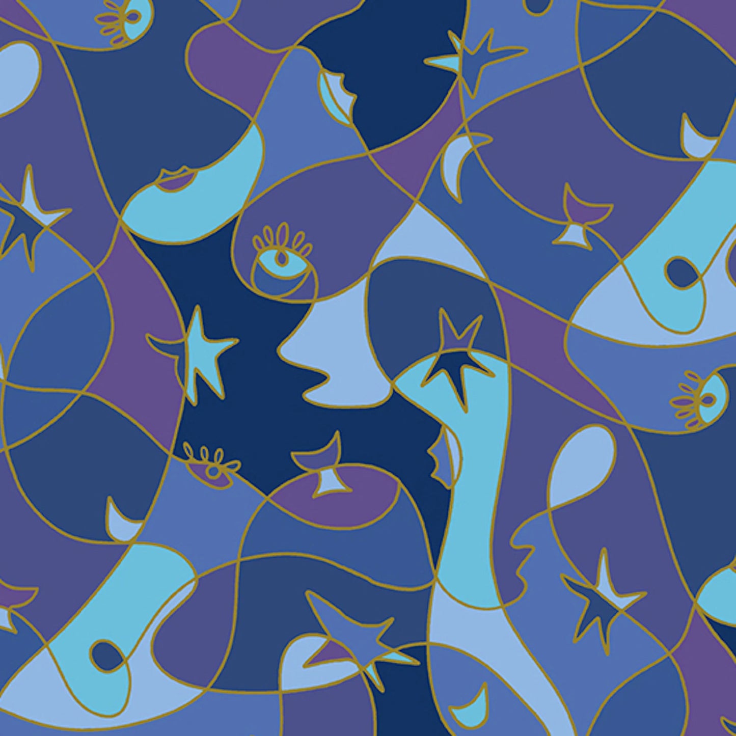 Oracle- Blue Metallic Picasso: Sold by the 1/2 Yard