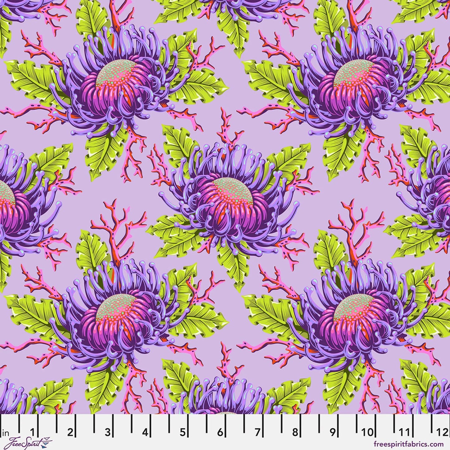 Floral Reef- Ultraviolet Friends & Anemones: Sold by the 1/2 yard