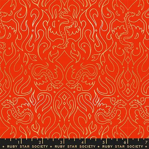 Fireglow- Dark Ruby Metallic Scribe: Sold by the 1/2 yard