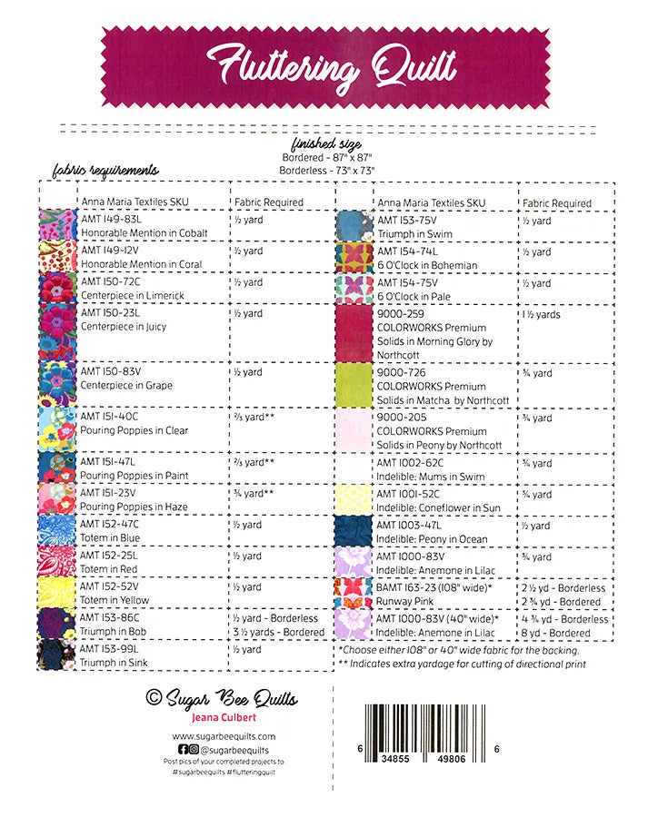 Fluttering Quilt Pattern