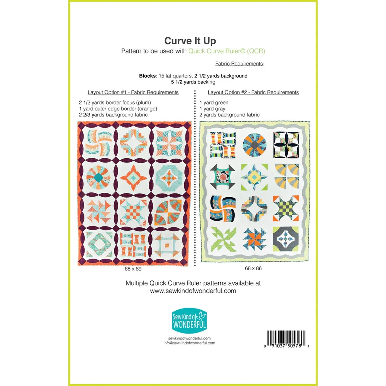 Curve It Up QCR Quilt Pattern