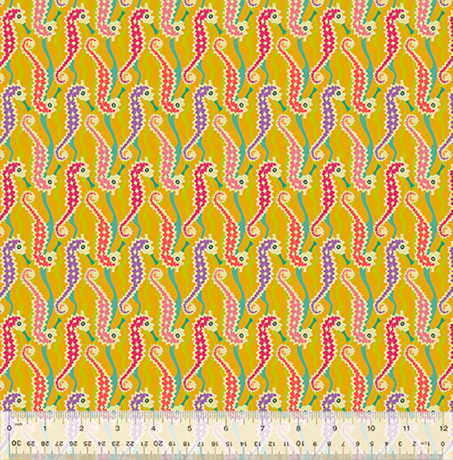 Atlantis- Mustard Seahorse by Sally Kelly