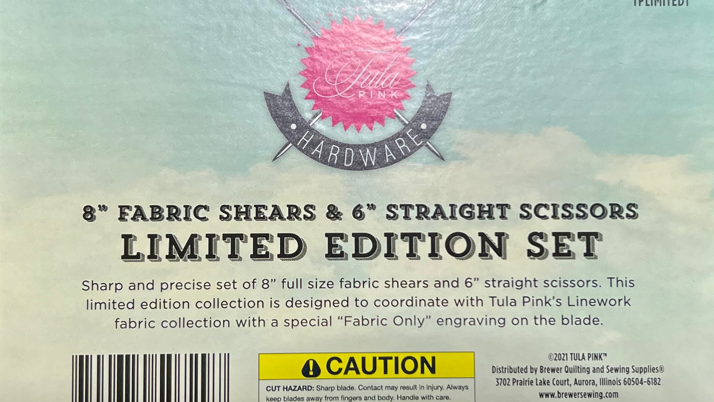 Tula Pink Limited Edition Black & Gold Scissor Tin - 2- 8"/6" Scissors