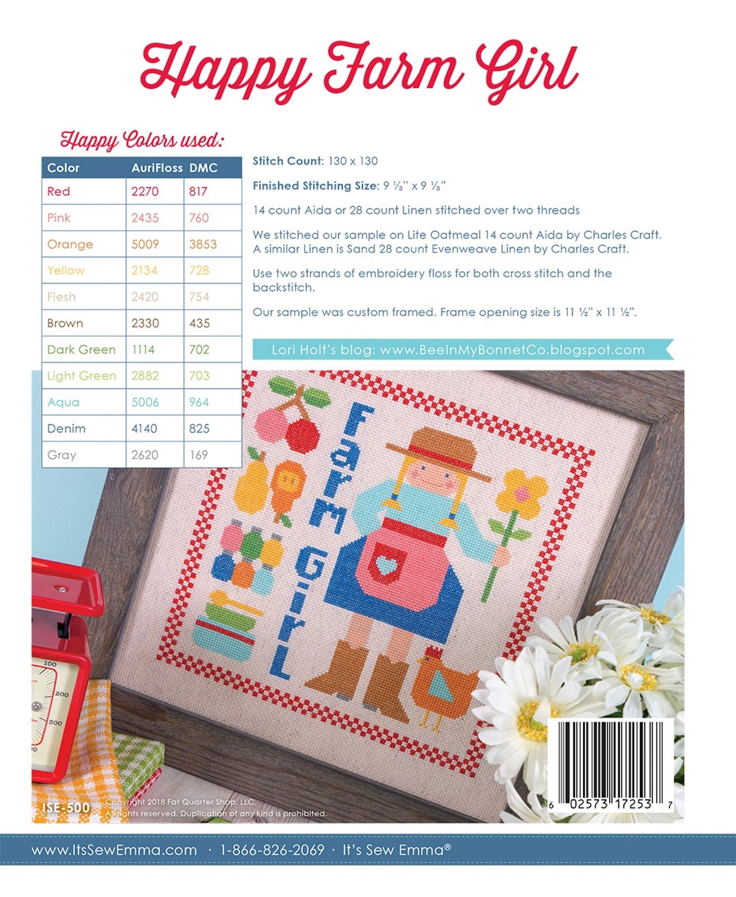 Happy Farm Girl Cross Stitch Pattern