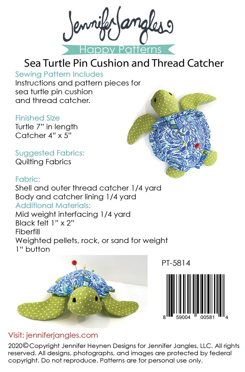 Sea Turtle Pincushion & Thread Catcher *Pattern - Jennifer Heynen (Jangles)