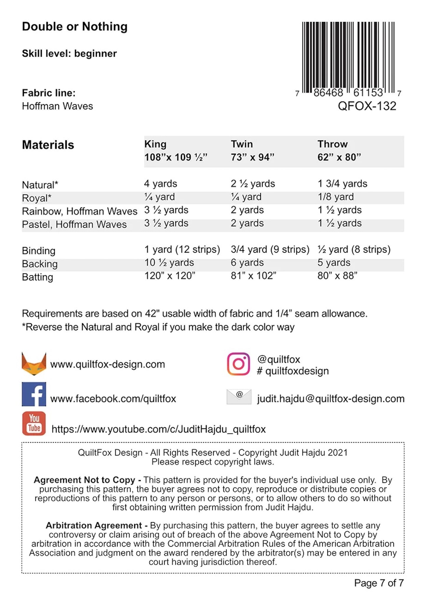 Double Or Nothing Quilt Pattern