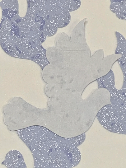 12 Precision Die Cut Dove Appliques Glitter Metallic