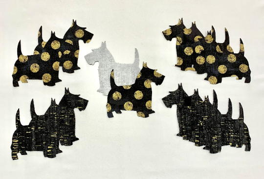 12 Precision Die Cut Scottie Dog Appliques