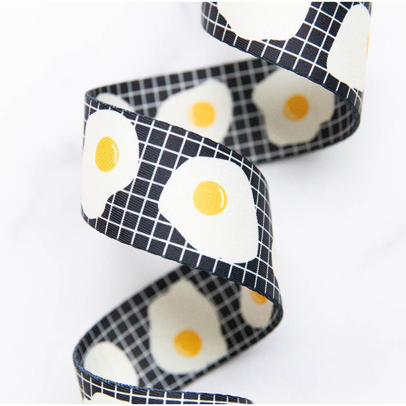 Fried Eggs Black Webbing 1.5": Sold by the Yard