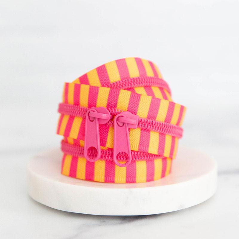 Pink & Orange Striped 30" Zipper- Pink Lemonade