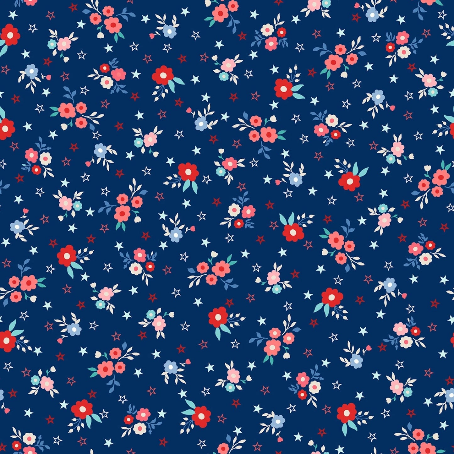 Star Spangled Beauty- Navy Bouquets: Sold by the 1/2 yard