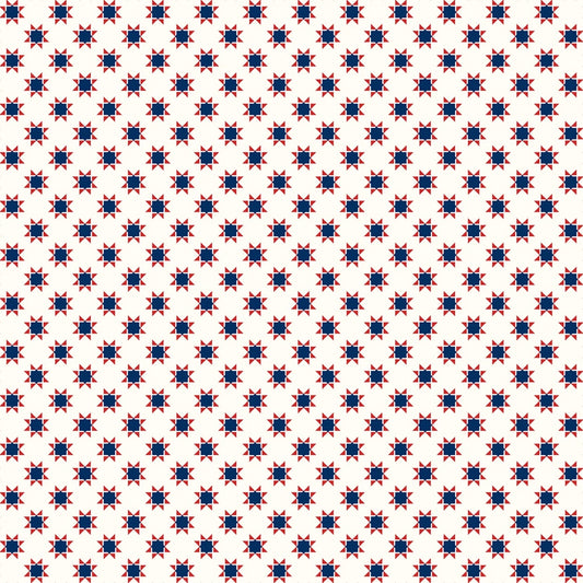 Star Spangled Beauty- Soft White Tiny Quilt Stars: Sold by the 1/2 yard