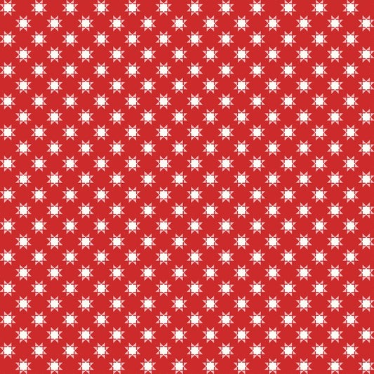 Star Spangled Beauty- Red Tiny Quilt Stars: Sold by the 1/2 yard