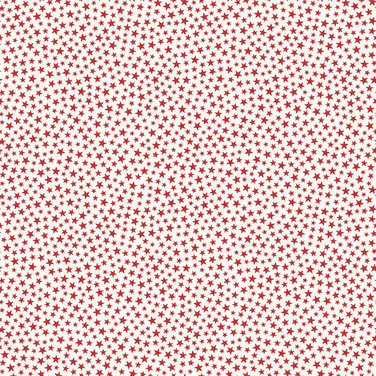 Star Spangled Beauty- Red Sparkle Stars: Sold by the 1/2 yard