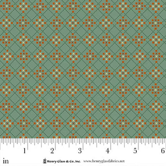 Flower Pot Prints- Turquoise Garden Trellis: Sold by the 1/2 yard