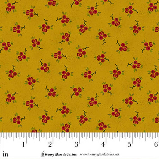 Flower Pot Prints- Gold Plucked Pomegranates: Sold by the 1/2 yard