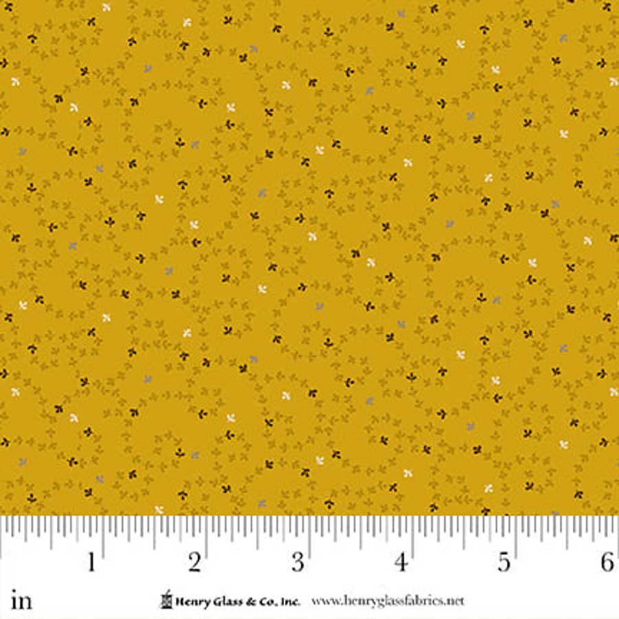 Flower Pot- Gold Meandering Vines: Sold by the 1/2 yard