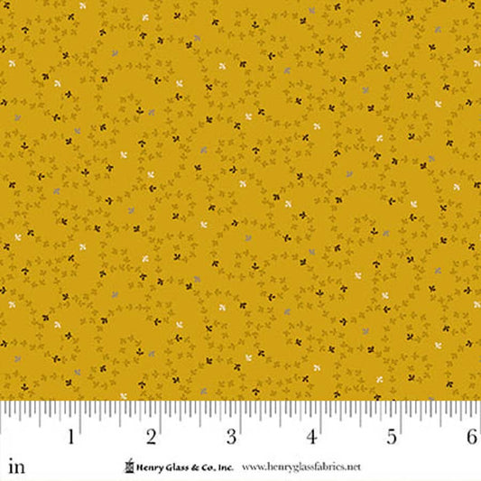 Flower Pot Prints- Gold Meandering Vines: Sold by the 1/2 yard
