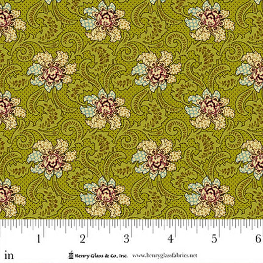 Flower Pot Prints- Green Fancies & Foulards: Sold by the 1/2 yard