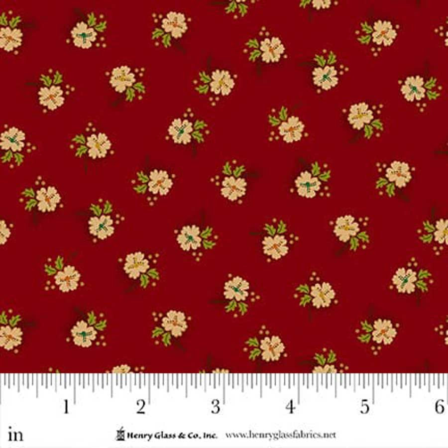 Flower Pot- Red Daisy Blossoms: Sold by the 1/2 yard