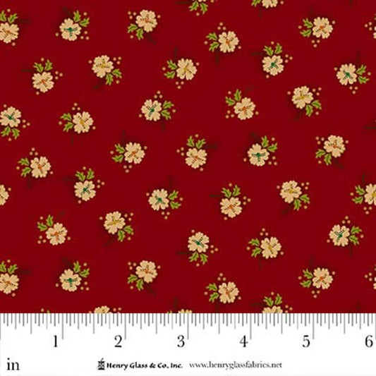 Flower Pot Prints- Red Daisy Blossoms: Sold by the 1/2 yard