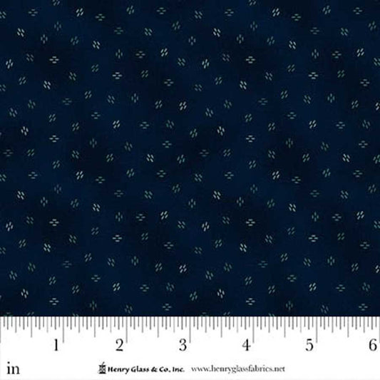 Flower Pot Prints- Navy Chicken Scratches: Sold by the 1/2 yard