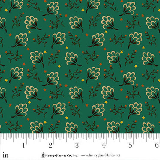 Flower Pot Prints- Teal Clover Patch: Sold by the 1/2 yard