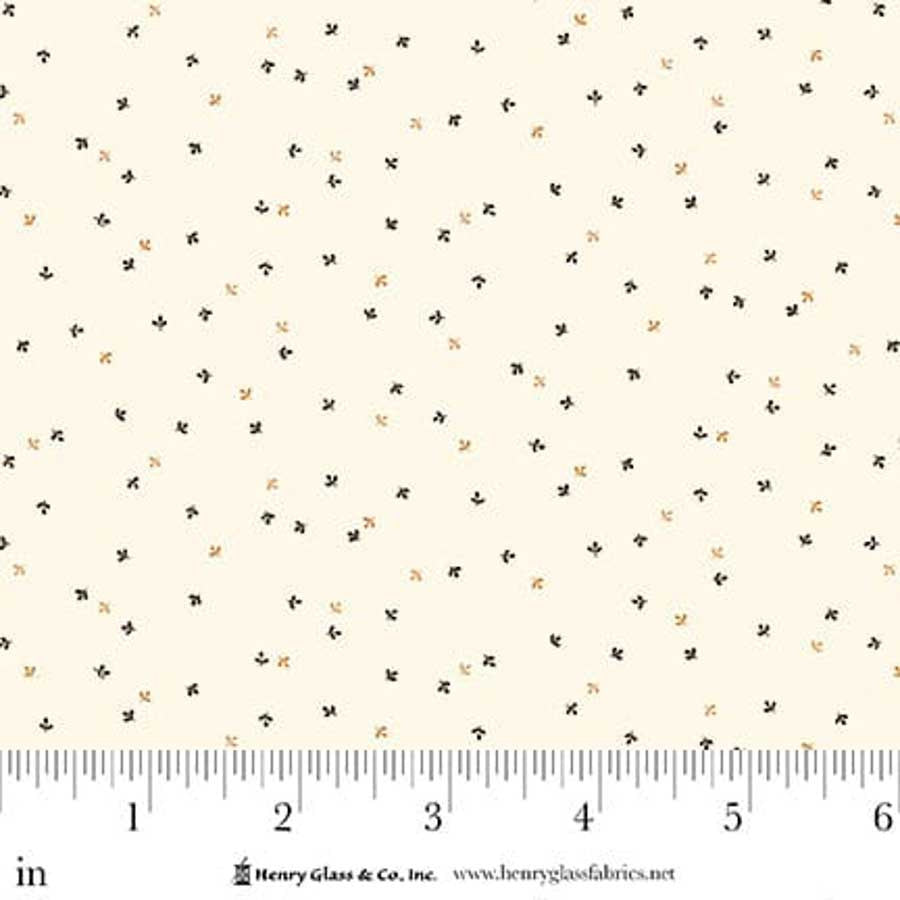 Flower Pot Prints- Cream Tiny Sprouts: Sold by the 1/2 yard