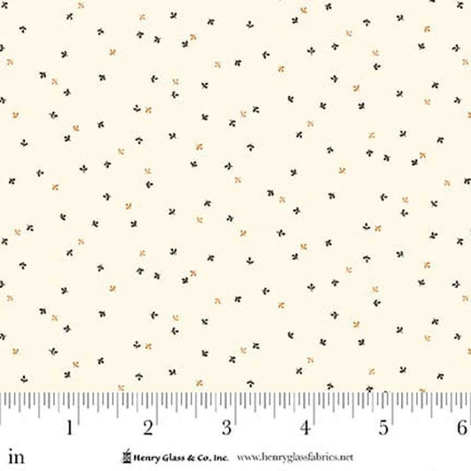 Flower Pot Prints- Cream Tiny Sprouts: Sold by the 1/2 yard